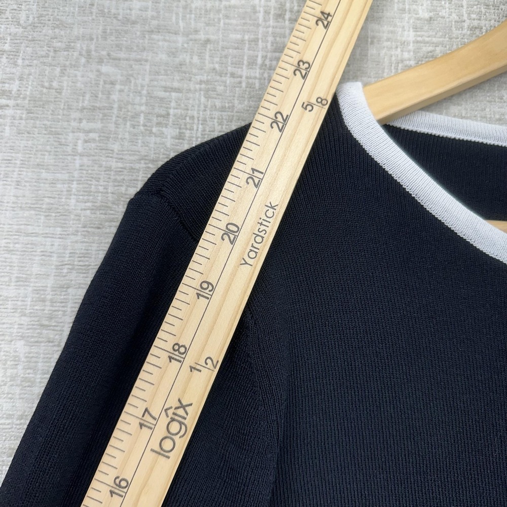 Notations Top Womens Large Black Stripe Ruffle Hem 3/4 Sleeve‎ Knit - Picture 8 of 9